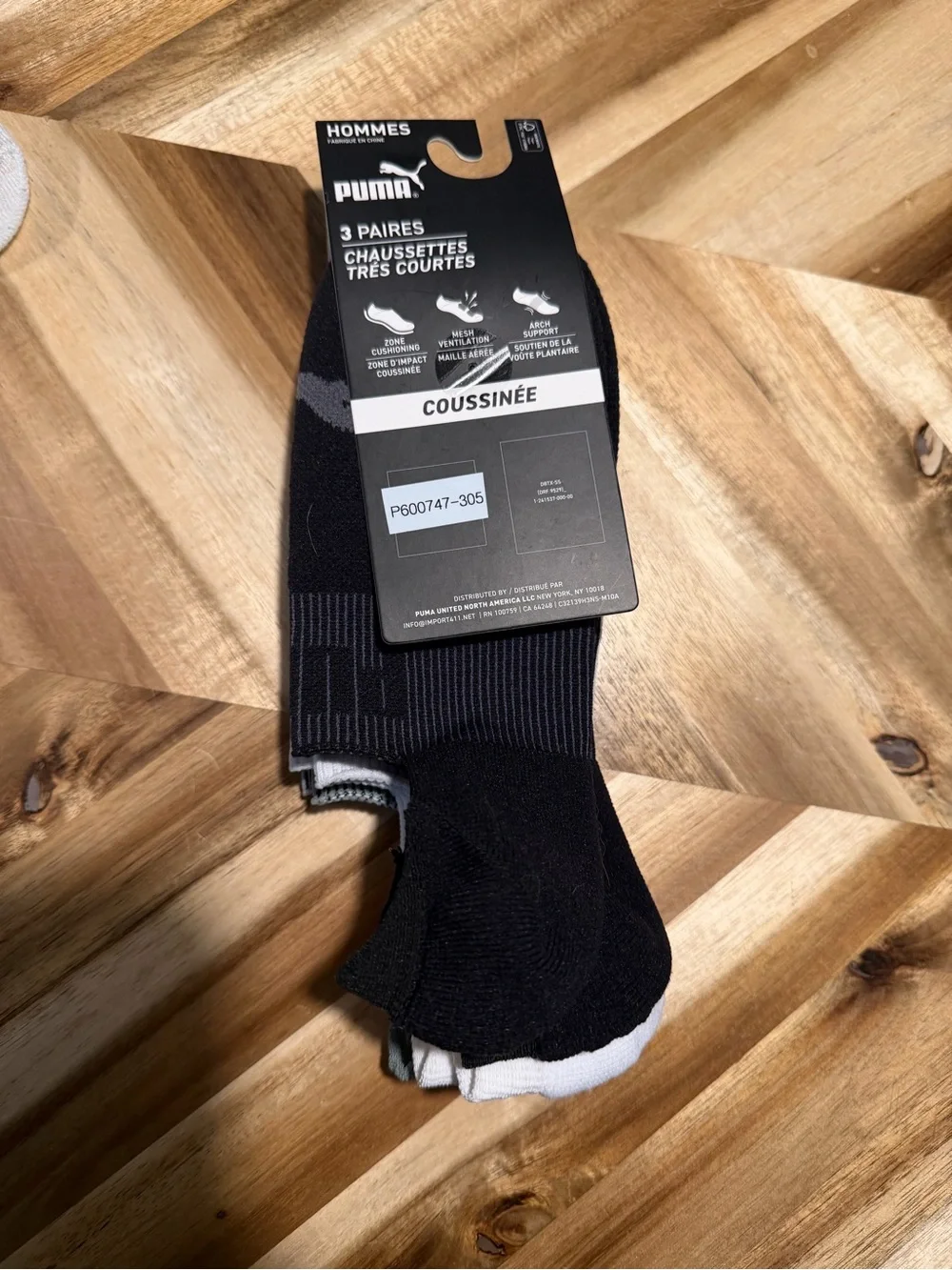 Puma Men’s Cushioned Athletic Socks — Sage, White & Black (3-Pack)